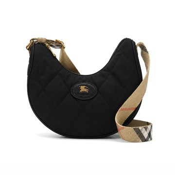 BURBERRY Horseshoee戰馬LOGO尼龍斜背包(黑色)