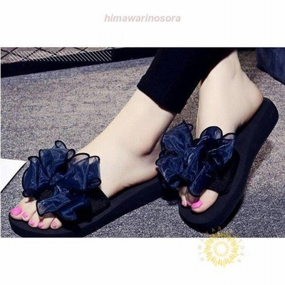 ビーチサンダル サンダル レディース 歩きやすい 走れるパンプス オフィス サンダル 夏 海 おしゃれ ぺたんこ 歩きやすい フリル 通販 Lineポイント最大get Lineショッピング