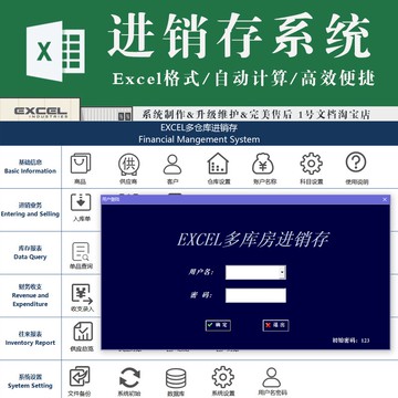 進銷存 | 多庫房倉庫進銷存管理系統excel表格 帶登錄界面用戶管理高級版