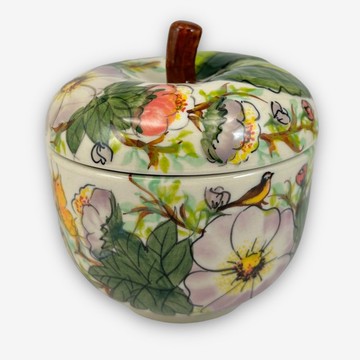 波蘭手繪手工陶-蘋果造型盅 12cm 幻紫迷情系列 設計師款