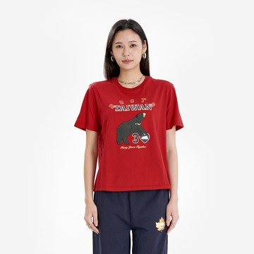 Roots女裝- ROOTS TAIWAN 短袖上衣 (紅色)