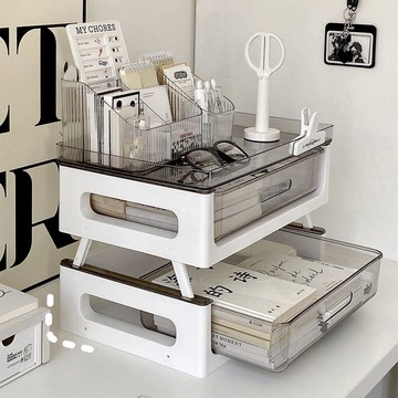辦公室收納櫃 桌下收納櫃 包包收納架 收納櫃 桌上收納架多層辦公桌面文件a4紙收納盒書本收納文件雙層置物架