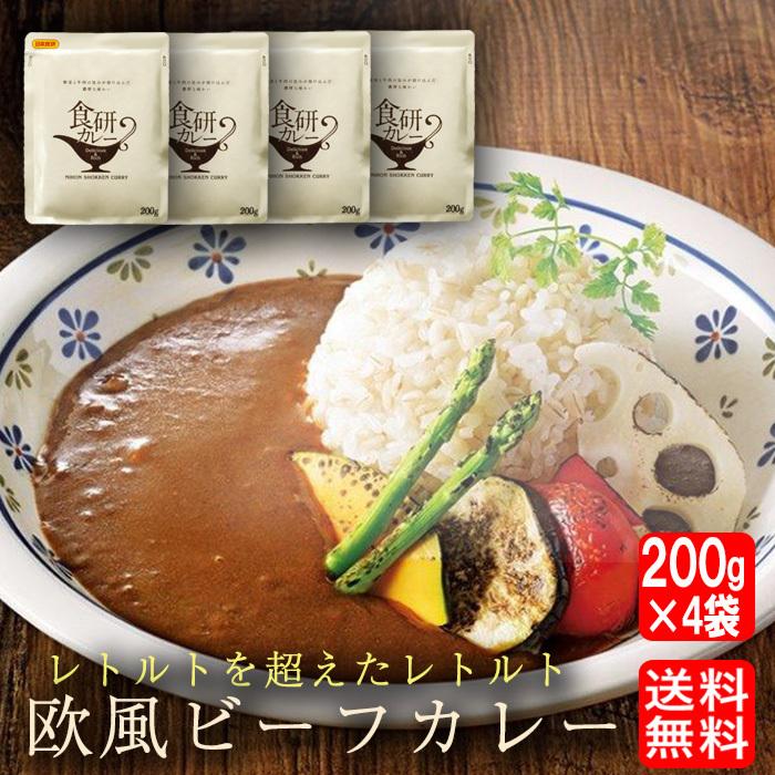 食研カレー 日本食研 200g×4袋 欧風ビーフカレー メール便 レトルト 買い置き 在宅 夜食