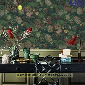 【復古藝術美學】墨綠壁畫牆紙 梵高壁畫 客廳牆紙 臥室背景牆 電視背景牆 美式復古 法式輕奢 防水防潮 提升家居格調