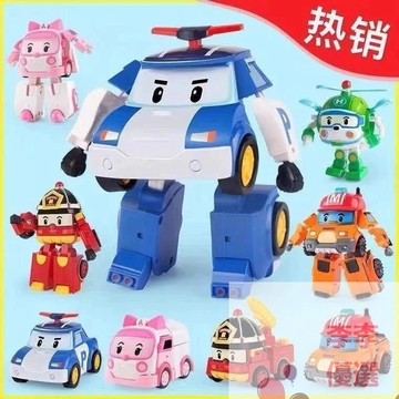 台灣24小時出貨🔥加大變形玩具 poli玩具 拆裝玩具 警車玩具 波力變形車波利合金車機器人玩具 男孩禮物儿童玩具