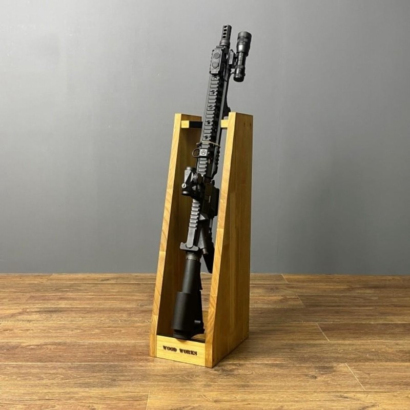 WOODWORKS ガンラック 1丁掛 (色：ライトブラウン) 木製 日本製