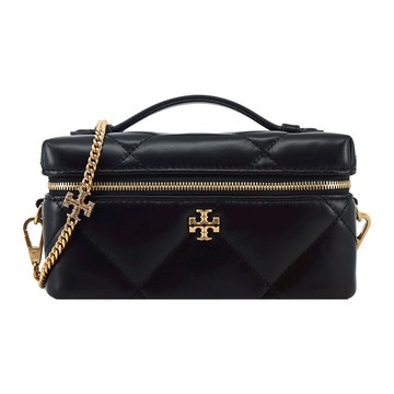 TORY BURCH KIRA 鑽石菱格紋吊墜化妝盒包-黑