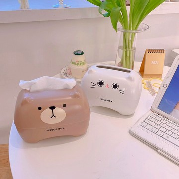 *可愛家用紙巾盒桌面抽紙盒ins小熊茶幾裝飾收納盒家居