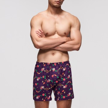 DADADO-福獅迎春 M-3L印花四角男內褲(紫) 天然絲光棉-吸濕排汗-GHQ401PU