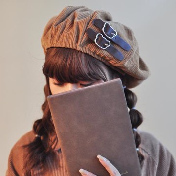 本守造原創手工燈芯絨貝雷帽云朵帽秋冬保暖日韓日系森女小熊皮扣