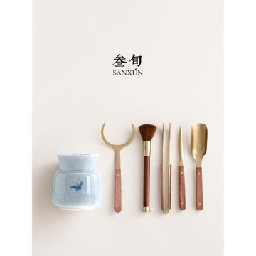 叁旬手繪蝶戀花茶道六君子套裝家用茶桌工具用品大全功夫茶具配件