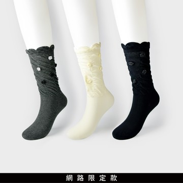 SO NICE 韓製立體玫瑰純棉堆堆襪