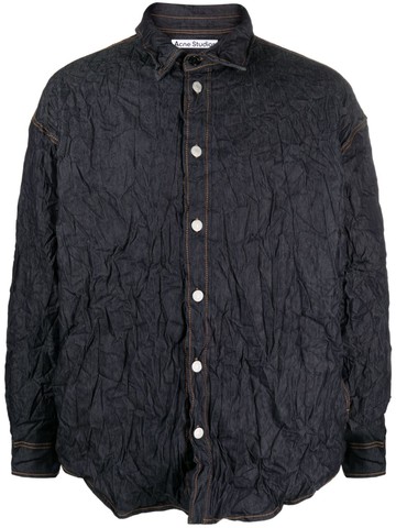 Acne Studios - crinkled denim shirt jacket - men - Polyester/Cotton - 46 - Blue
