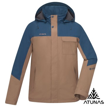 【ATUNAS 歐都納】男款GORE-TEX PACLITE PLUS防水透氣石墨烯單件式外套A1GT2506M摩卡棕/深藍