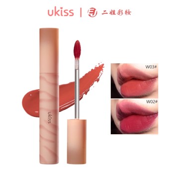 ukiss水霧唇釉水唇露w03顯白色號02純露霜裸色口紅溫柔奶茶蜜桃子 水唇露