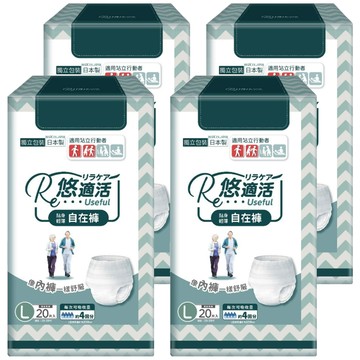 RelaCare 悠適活 日本製造 長效瞬吸自在褲 600c.c.  4包  L  20片