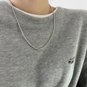 925純銀麻花衛衣項鏈毛衣鏈女素鏈裸鏈百搭小眾2024年新款爆款