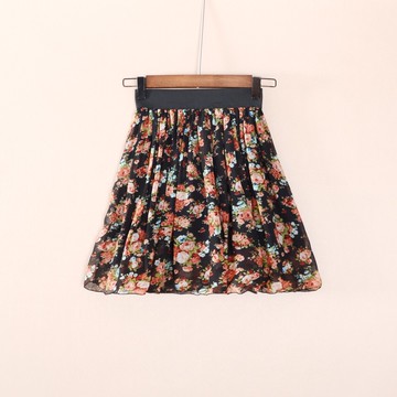 女裝A字裙短裙花色有內襯半身裙子松緊腰顯瘦