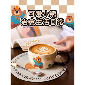 大耳把手馬克杯創意可愛小熊陶瓷咖啡水杯女生小眾設計感早餐杯子