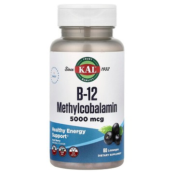 KAL, B-12 甲鈷胺，巴西莓，5000 微克，60 片