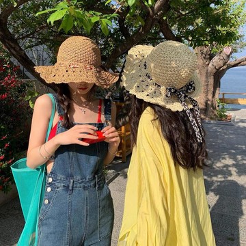 限時特賣手工編織遮陽大檐草帽女夏季海邊度假沙灘太陽帽女出遊防曬漁夫帽