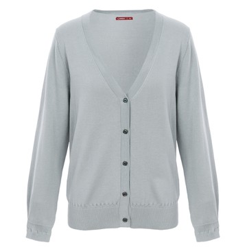 優纖淨V領開襟線衫外套-霧灰(女265259841)