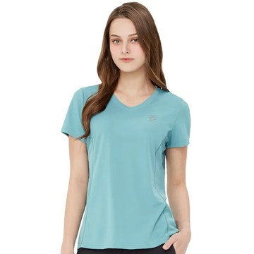 【Jack Wolfskin 飛狼】滿額折300★女 網布拼接V領短袖排汗衣 T恤『灰藍』(171058)