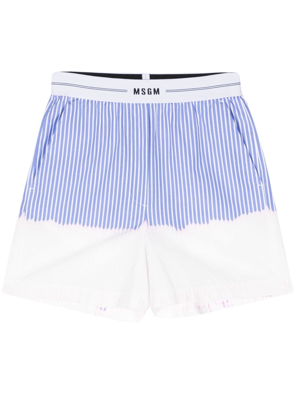 MSGM - ombré striped cotton shorts - women - Cotton/Cotton - 42 - Blue