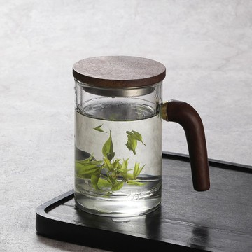 日式玻璃杯會議茶杯辦公室男士茶水分離泡茶杯大容量水杯喝茶杯子