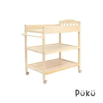 PUKU 藍色企鵝 - BuIsland 布布島實木尿布台(含防水墊)-木色