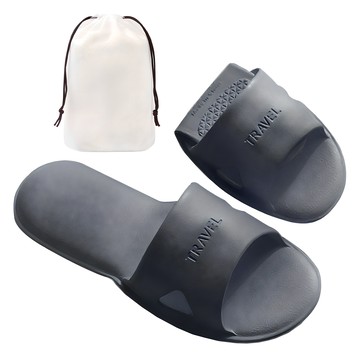 哈尼通商 折疊式旅行拖鞋 + 收納袋  深灰色  260~275mm