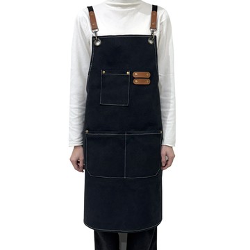 Kkaebida 咖啡師帆布美甲圍裙  1件  黑色