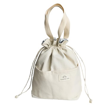 E City 日式束口多功能口袋便當提袋  28 x 22 x 11cm  米色  1個