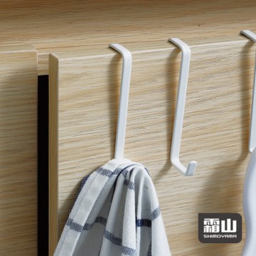 日本霜山 多功能金屬門後萬用雙掛鉤-白-3入 (衣帽掛鉤/廚櫃門板掛鉤)