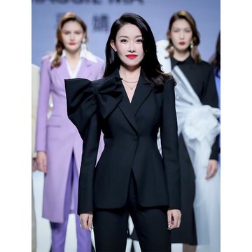 MAGGIE MA馬婧設計師款蝴蝶結氣質職業女裝穿搭黑色西裝外套990C