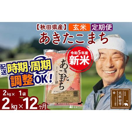 ふるさと納税 《定期便12ヶ月》＜新米＞秋田県産 あきたこまち 2kg(2kg小分け袋) 令和5年産 配送時期選べる 隔月お届けOK お米 おおも.. 秋田県北秋田市