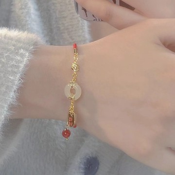 🔥品質保障🔥新中式平安扣手鏈女生ins輕奢小衆高級本命年紅繩送女友生日禮物