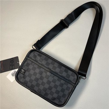 threebox休閑格紋斜挎單肩包