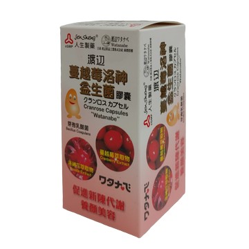 人生製藥 渡邊蔓越莓洛神益生菌膠囊 60粒/罐 憨吉小舖