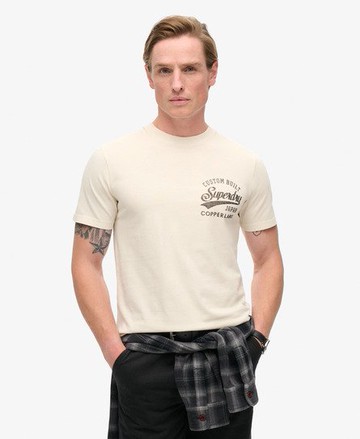 Superdry Men's Copper Label Chest Graphic T-Shirt Cream Size: Xxxl