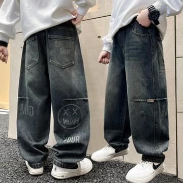 【中大男童】俏皮字母圖案休閒牛仔褲