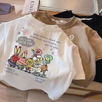 人手必備！夏純棉男童短袖t兒童夏季上衣小中童半袖衣服新款體恤 韓版T恤 短袖男童打底衫 夏天衣服 短袖上衣 運動T恤