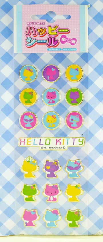 【震撼精品百貨】Hello Kitty 凱蒂貓 KITTY貼紙-金邊圓 震撼日式精品百貨