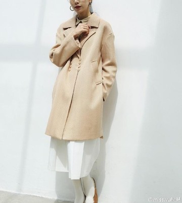 短版大衣 寬鬆休閒特殊人字斜紋羊毛呢開衩大衣外套 短版/長版 都市時尚DF