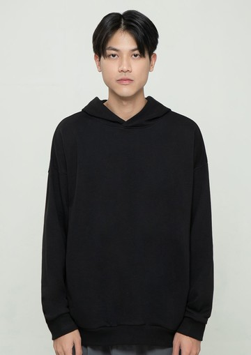 寬舒落肩側口袋帽T