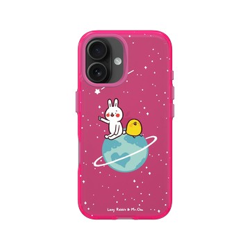 iPhone 16 Clear 粉漾桃 - 懶散兔與啾先生 Lazy Rabbit and Mr.Chu - 小宇宙