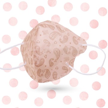 麗正 成人3D醫用口罩(蜜粉橘變形蟲)細耳帶-30入 / 單片包裝