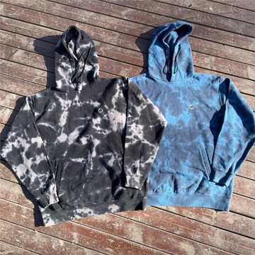 原D男新款美式滑板街頭潮牌水洗棉加絨扎染寬松套頭帽衫偏大