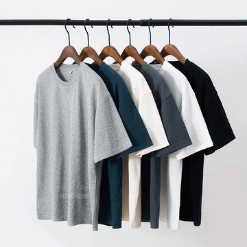 華夫格短袖 落肩短袖 圓領免運 台灣出貨 圓領短袖 潮牌 短袖 短t 男生短袖 BANG【MT84】