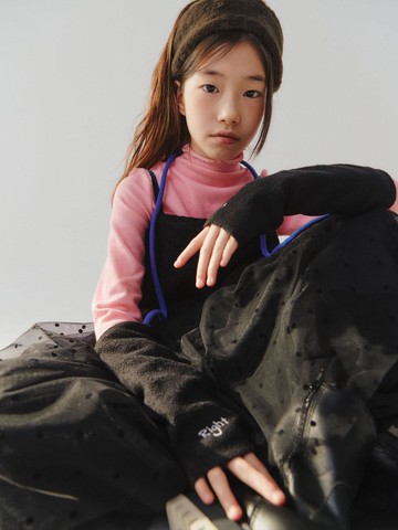Cotton Blend Turtleneck Line Top [Pink]